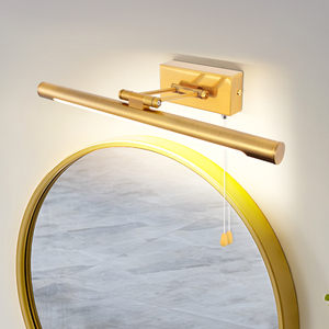 ไฟโต๊ะเครื่องแป้งติดผนังขนาด8วัตต์ LED 400มม. พร้อมสวิตช์สายดึงสำหรับห้องน้ำทำจากอะลูมิเนียมสีทอง - Product Image 4
