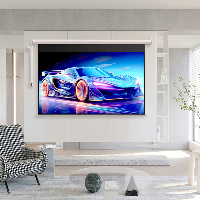 OEM Supplier Electric Floating Optical Projection Screen for Home Use Gain with Remote Control Lifting
