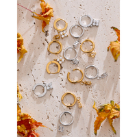JINYOU 5338 Boucles d'Oreilles Pendante en Zircon Cubique Plaqué Or 18K, Créoles en Acier Inoxydable Amour pour Femmes, Bijoux Romantiques