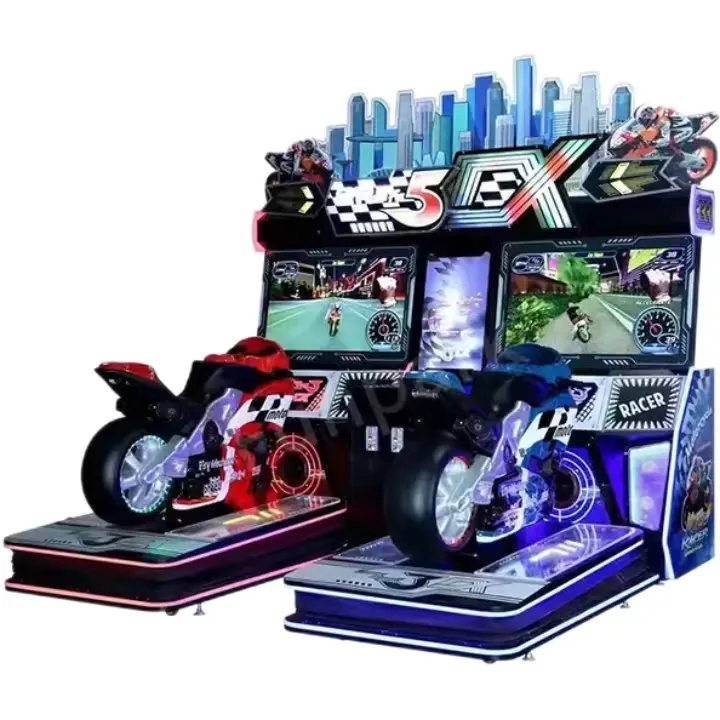 Game yang dioperasikan koin baru, Motor FF dinamis dengan getaran, mesin game sepeda Motor balap untuk 2 pemain