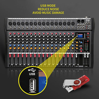 Console de mixage audio professionnelle DJ BT 16 canaux, contrôleur audio de studio, table de mixage sonore, console de mixage de scène