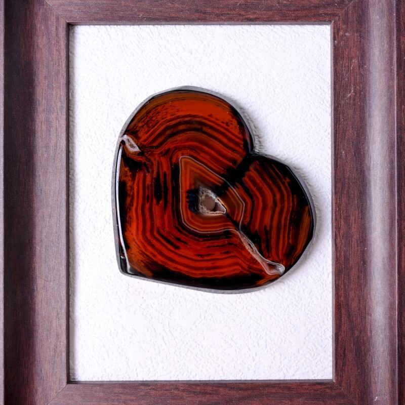 Black Red Silk Agate Heart