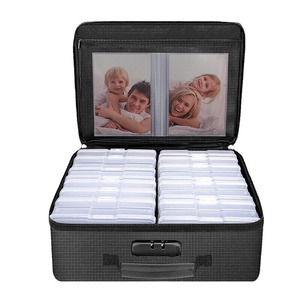 Bnpow Boîte de rangement pour photos ignifuge 14,37 x 5,7 x 10,63 pouces avec séparateurs et serrure à code pour étuis photo 4x6 - Product Image 2