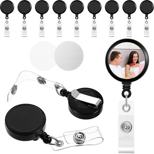 Cross-border hot-selling round blank heat transfer retractable easy-pull <b>buckle</b> aluminum plate self-printing sublimation badge - Product Image 1