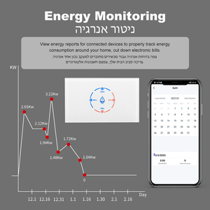 Interrupteur intelligent Wi-Fi pour chauffe-eau avec suivi de consommation énergétique 4400W 20A Double disjoncteur Norme US Compatible Tuya Alexa <span class=keywords><strong>Google</strong></span> Home - Product Image 4