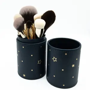 2024 New 8PC Luxury Gold Metal Handle Brush Set With PU Canister High Quality Makeup Brush Set Whole Sale Powder Blush Shadow