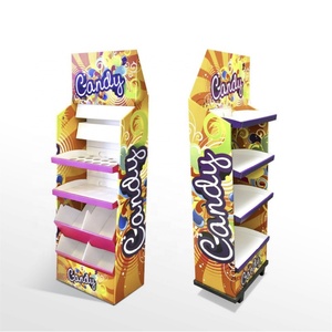 Custom 3-Shelf Folding Corrugated Cardboard Display Stand POP Cardboard <b>Drink</b> Floor Display <b>Racks</b> - Product Image 1