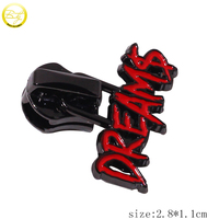 Tirettes de fermeture éclair personnalisées en forme de lettre, accessoires de sacs, tirettes en émail, logo décoratif pour vêtements, curseur de fermeture éclair réfléchissant pour chaussures