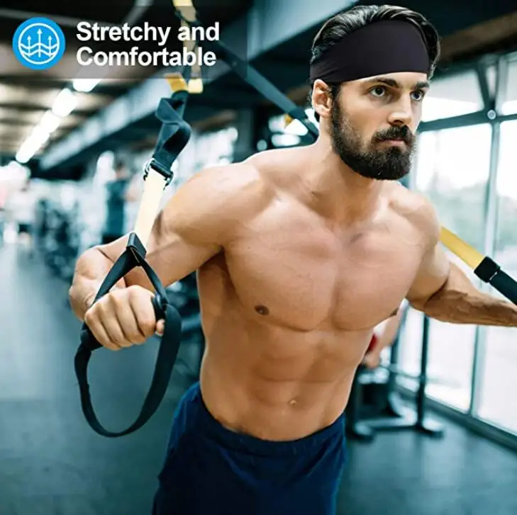 Workout Headbands for Women Men Sweatband Yoga Sweat Bands Elastic Wide Headbands for Sports Fitness Tennis Cycling Running Gym