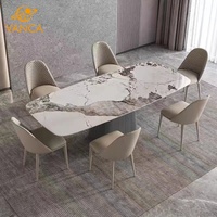 Meilleure vente prix promotionnel ensemble de table à manger 6 chaises pierre sinered ensemble table à manger complète 6 places Chine meubles béton