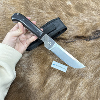 FTB02 couteau de camping en acier inoxydable de vente chaude de russie européenne manche en bois avec porte-clés couteau pliant emballé dans une pochette en nylon