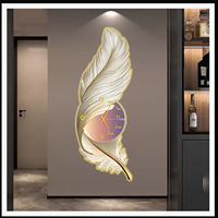 Horloge murale LED en forme de plume, horloge artistique lumineuse pour salon, salle à manger, hôtel, salon, projets d'intérieur contemporains