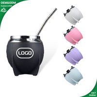 Gourde à yerba mate 10oz en acier inoxydable à double paroi, argentine, calabash, 280ml, tasse à thé, revêtement extérieur en plastique isolant