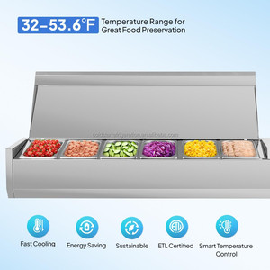 Enfriadores comerciales de ensaladas 2026, mesas de preparación de ensaladas con tapas de vidrio, vitrinas refrigeradas - Product Image 5