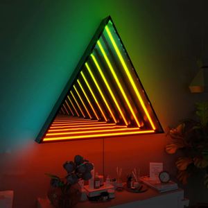 Tiktok Vente Chaude 50CM LED Design Moderne RGB Triangle Atmosphère Applique Murale Salon Chambre <span class=keywords><strong>Infinity</strong></span> Miroir Lampe - Product Image 2