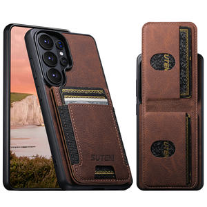 SUTENI Custodia per telefono di lusso in ecopelle con porta carte e supporto, effetto satinato, per Samsung <span class=keywords><strong>Galaxy</strong></span> S26 Ultra S25 Plus S24 S23 <span class=keywords><strong>S22</strong></span> Note20 - Product Image 3