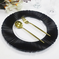 Assiette de présentation jetable en mélamine transparente de 13 pouces, style nordique classique, avec bordure or rose, pour mariages et hôtels