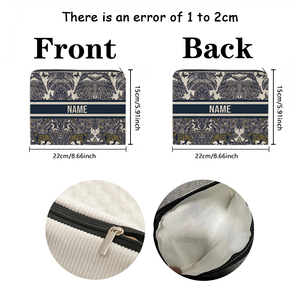 Pochette zippée en velours côtelé personnalisable avec nom, motif imprimé moderne, sac de maquillage portable léger et personnalisé, trousse de <span class=keywords><strong>toilette</strong></span> de voyage - Product Image 2