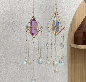 Venda quente dupla apontou cristal coluna <span class=keywords><strong>suncatcher</strong></span> ar quadro vento carrilhão pingentes artesanato decoração home sol catcher - Product Image 4