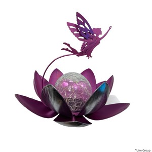 โคมไฟแก้วโลหะกันน้ำสำหรับตกแต่งกลางแจ้งโคมไฟ LED ดอกบัวดอกไม้พลังงานแสงอาทิตย์สำหรับเป็นของขวัญเครื่องประดับบ้านแบบคลาสสิก - Product Image 3