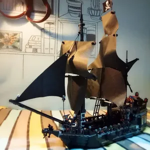 Bloques de Construcción MOC, Barco Pirata <span class=keywords><strong>del</strong></span> <span class=keywords><strong>Caribe</strong></span>, Barco de Guerra <span class=keywords><strong>Perla</strong></span> <span class=keywords><strong>Negra</strong></span>, Lancha Pirata, MOC 4195, Juguetes de Ensamblaje, Regalo para Niños - Product Image 3