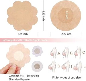 Cache-tétons adhésifs jetables en satin invisible en forme de pétale pour robe de soirée femme - Product Image 3