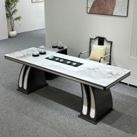 Table de dégustation de thé et de repas moderne en pierre frittée beige, écologique, avec drainage des eaux usées, pour mobilier de maison, salon, appartement