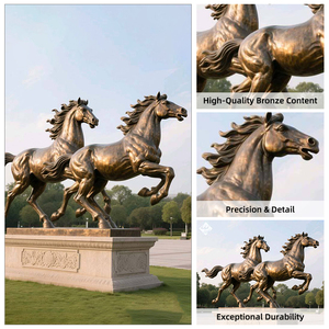 Scultura in Bronzo a Grandezza Naturale di Due Cavalli in Corsa, <span class=keywords><strong>Arte</strong></span> Metallica Realistica Personalizzata per Parchi Pubblici - Product Image 4