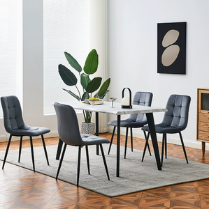 Ensemble de table et de chaises de salle à manger moderne de conception chinoise, 4 pièces, tabouret en métal rembourré en velours noir, écologique, durable, pour la maison, la cuisine, le bar - Product Image 2