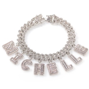 Iced Out Hip Hop 12MM Cadena de eslabones cubanos con <span class=keywords><strong>DIY</strong></span> <span class=keywords><strong>Rock</strong></span> Sugar Letters Colgante Gargantilla Collar - Product Image 1