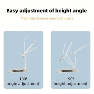 Nouvelle Arrivée 2025 – Support Portable Pliable en Acier Inoxydable pour Téléphone et Tablette avec Base Rotative à 360 Degrés et Réglage de la Hauteur/Angle pour Bureau - Product Image 5