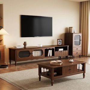 Table basse en bois massif de style antique et meuble <span class=keywords><strong>TV</strong></span> combinaison petits meubles de maison pour le rangement du salon - Product Image 3