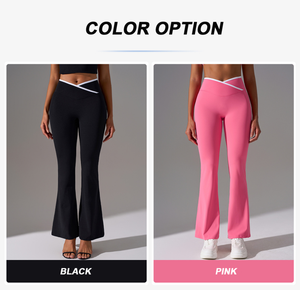 Pantalones de yoga ajustados con logotipo personalizado al por mayor pantalones acampanados de pierna ancha de talle alto microcruzados Pantalones deportivos para <span class=keywords><strong>mujer</strong></span> - Product Image 6