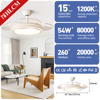 Lampu Kipas Plafon Bunga Modern Motor AC LED 3 Suhu Warna Kontrol Suara Aplikasi Pintar Kontrol Jarak Jauh/Dinding CRI 84.9 36-42-48 inci