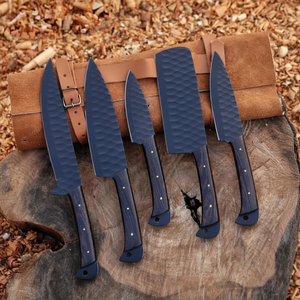 LAMES DE PRESTIGE OEM ODM personnalisées en gros Ensemble de couteaux de chef en acier inoxydable à revêtement noir faits à la main Ambidextre Durable Sharp - Product Image 1