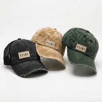 Casquette de baseball décontractée style rétro en coton avec patch en tissu FLINT, effet vieilli et multicolore, pour l'extérieur