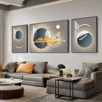 Peinture murale abstraite de luxe moderne, ensemble de 3 tableaux en porcelaine cristalline, vente en gros pour décoration de salon et maison, encadrée