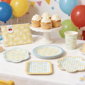 Service de table jetable de style designer, <span class=keywords><strong>vaisselle</strong></span> <span class=keywords><strong>jaune</strong></span> style nœud, pour hôtels et mariages, écologique et durable - Product Image 4