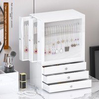 Boîte de rangement à bijoux de luxe en acrylique à trois niveaux, grande capacité, anti-oxydation, anti-ternissement, organisateur multifonctionnel