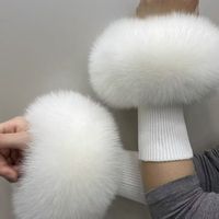 Oferta Especial: Puños de Piel de Zorro 100% Genuinos para Mujer, Cálidos y Esponjosos, Ideales para Invierno, Accesorios para Cálidos Brazos y Tobillos