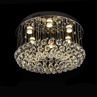 Lustre moderne en acier inoxydable avec cristaux, luminaire de plafond à montage en surface, effet gouttes de cristal, chrome élégant, suspension LED