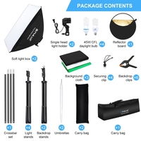 PULUZ 31 en 1 lumière LED Soft Box Kit d'éclairage Kit d'équipement de studio Accessoires de studio photo avec support de trépied en arrière-plan