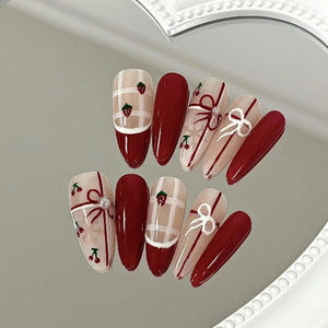 Hecho a mano 2024 <span class=keywords><strong>invierno</strong></span> Navidad decoración más vendida festivo acrílico prensa <span class=keywords><strong>uñas</strong></span> arte estilo francés corto 3D ABS venta al por mayor largo - Product Image 3