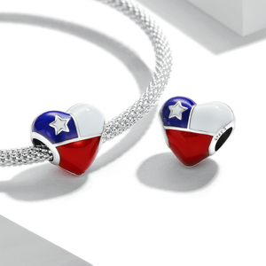 925 argent Sterling coeur chilien drapeau paradis vallée breloque perle pendentif Fit Bracelet collier pour femmes bijoux bricolage accessoire - Product Image 3