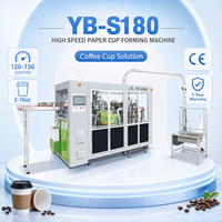 Machine de formage de gobelets en papier YB-S180 automatique, gamme de gobelets de 2 à 16 oz, 120 à 150 pièces/min, pour la production de gobelets à boisson jetables