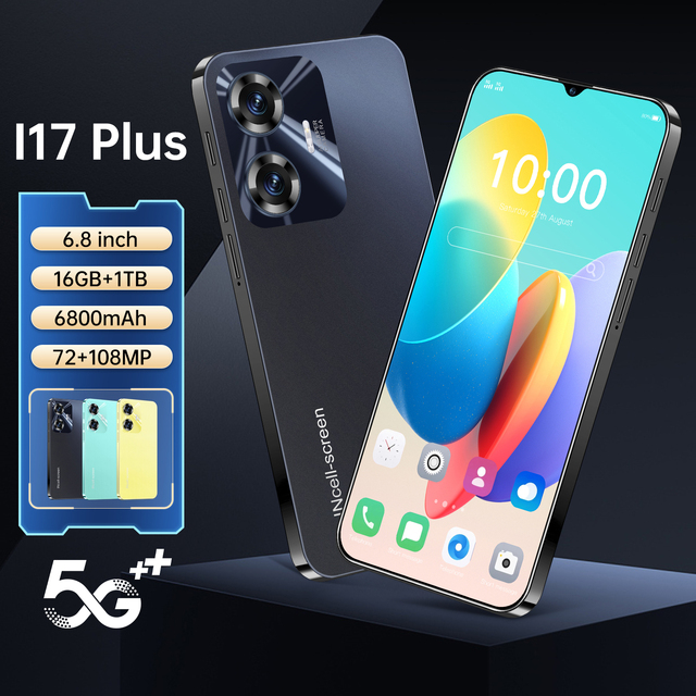 2026 Best Seller I17 Plus Smartphone  6.8 Inch | Dual SIM  Face Recognition  High Quality Pixel LTE