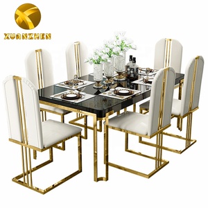 Altri Mobili Commerciali Set <span class=keywords><strong>Tavolo</strong></span> da Pranzo in Marmo Moderno <span class=keywords><strong>Allungabile</strong></span> <span class=keywords><strong>con</strong></span> <span class=keywords><strong>6</strong></span> <span class=keywords><strong>Sedie</strong></span> per Casa DT010 - Product Image 6