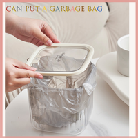 Poubelle en plastique portable Mini poubelle de bureau Organisateur de bureau transparent avec couvercle