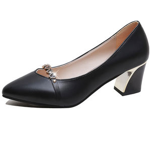 توريد مباشر من المصنع احذية نسائية جلد ربيعية وخريفية مكتنزة بكعب عالي احذية نسائية للعمل احذية كاجوال للبيع - Product Image 1