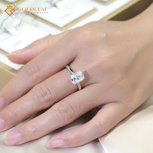 Anillo de Lujo Personalizado Goldleaf para Boda, Plata S925, Chapado en Plata, Certificación GRA, Corte Cojín, 1ct 2ct 3ct D VVS - Product Image 2